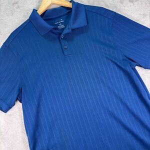 Haggar Men's Cool 18 Pro Golf Polo Shirt Blue Textured Performance Sz L Athletic